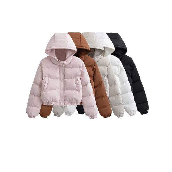 ⁦Autumn New Fashion Casual Simple All-matching Hooded Short Cotton Jacket⁩ - الصورة ⁦5⁩