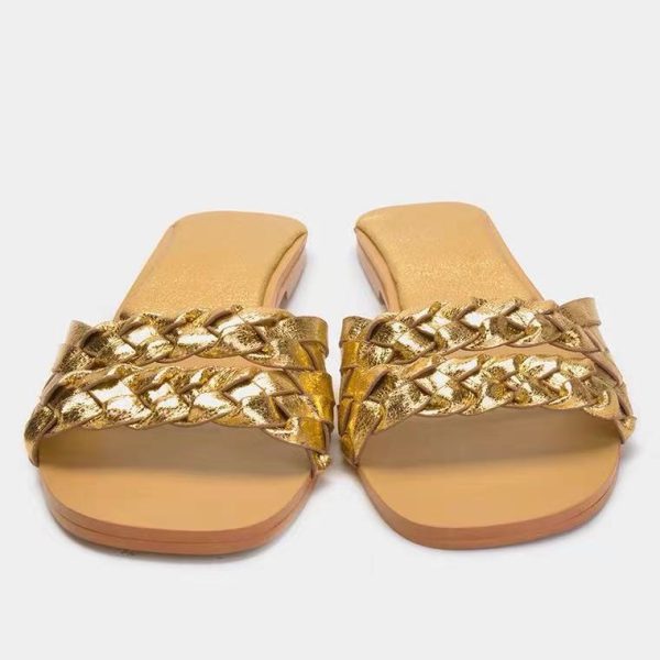 ⁦Frosted Brown Viscose Shoes Microfiber Pointed Toe Low Heel Low Top Flats⁩ - الصورة ⁦4⁩