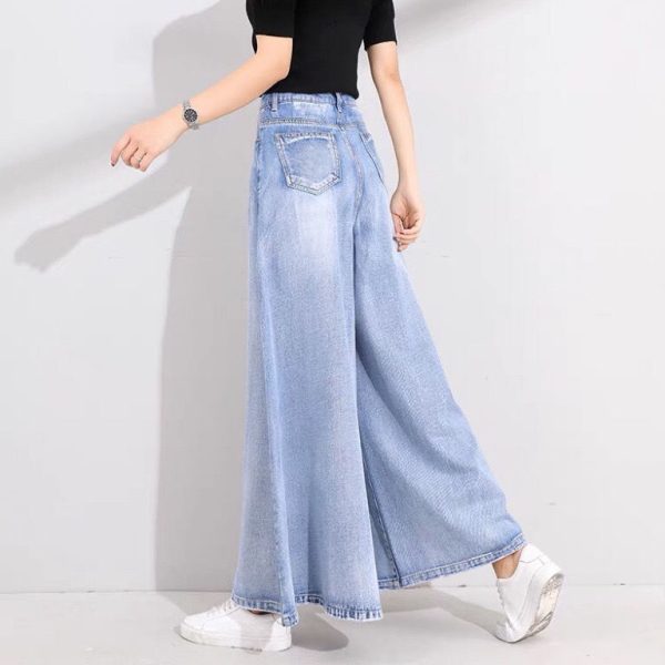 ⁦Drop Wide Leg Jeans Skirt Women⁩ - الصورة ⁦2⁩