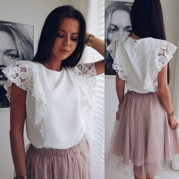 ⁦European and American ladies' lace shirts⁩ - الصورة ⁦2⁩