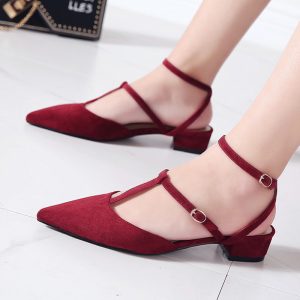 Spring new low-heeled low-heel buckle lace-up shoes flats