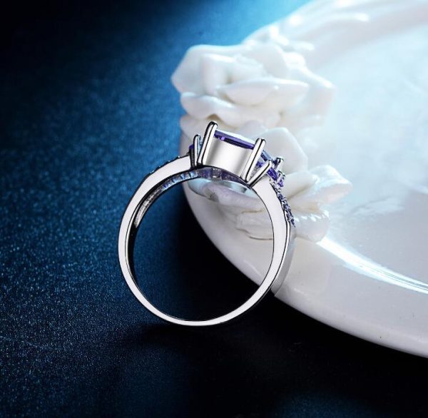 ⁦Zircon ring men and women trend exaggerated purple diamond jewelry accessories⁩ - الصورة ⁦4⁩