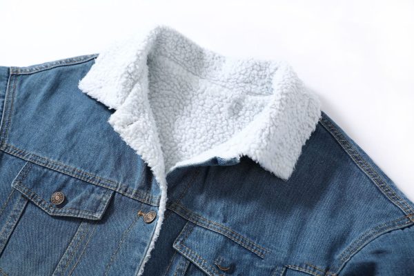 ⁦Vangull Fur Warm Winter Denim Jacket Women New Fashion Autumn Wool Lining Jeans Coat Women Bomber Jackets Casaco Feminino⁩ - الصورة ⁦3⁩