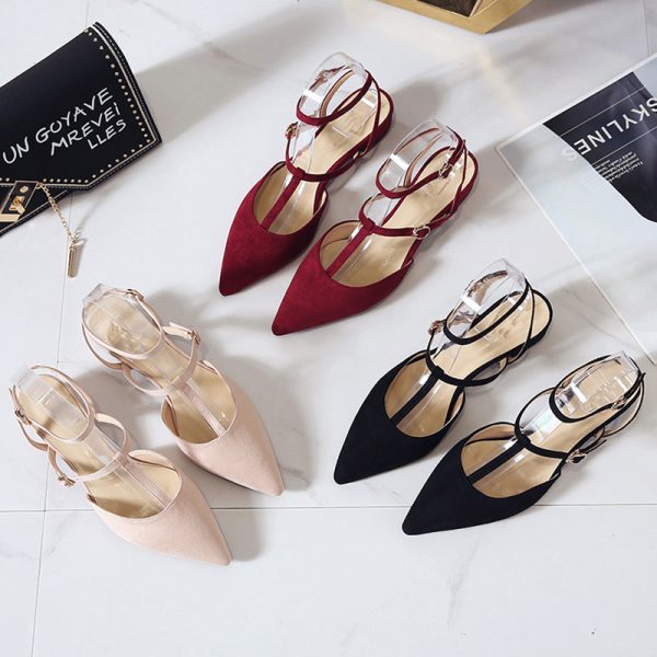 ⁦Spring new low-heeled low-heel buckle lace-up shoes flats⁩ - الصورة ⁦2⁩