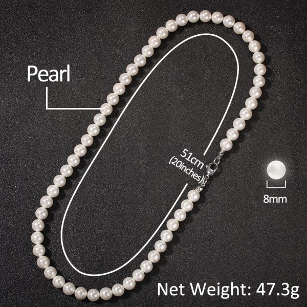 ⁦Simple Cross 8-10mm Pearl Necklace Trendy Accessories For Men And Women⁩ - الصورة ⁦9⁩