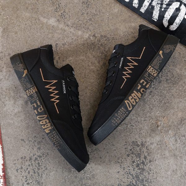 ⁦Men's canvas shoes sports casual men's shoes flat shoes men⁩ - الصورة ⁦5⁩
