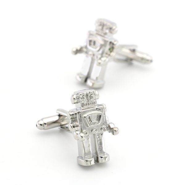 ⁦Silver Robot Cufflinks Cuff Nails French Shirt Men and Women Accessories⁩ - الصورة ⁦3⁩