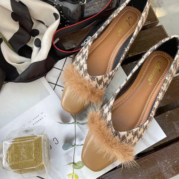⁦Fashion Plush Stitching Casual Pump Flats⁩ - الصورة ⁦5⁩