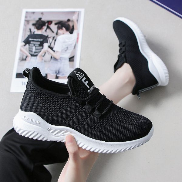 ⁦New Women's Shoes Korean Style Wild White Shoes Breathable Mesh Shoes Trendy Shoes⁩ - الصورة ⁦2⁩