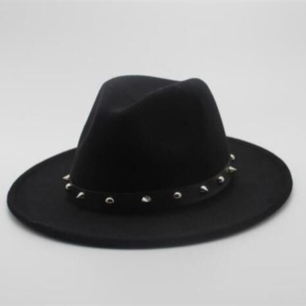 ⁦New Style Rivet Accessories Top Hat For Men and Women Woolen Hats⁩ - الصورة ⁦3⁩