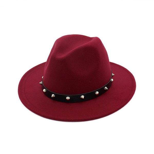 ⁦New Style Rivet Accessories Top Hat For Men and Women Woolen Hats⁩ - الصورة ⁦4⁩