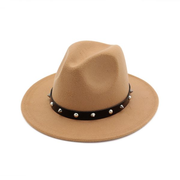 ⁦New Style Rivet Accessories Top Hat For Men and Women Woolen Hats⁩ - الصورة ⁦6⁩