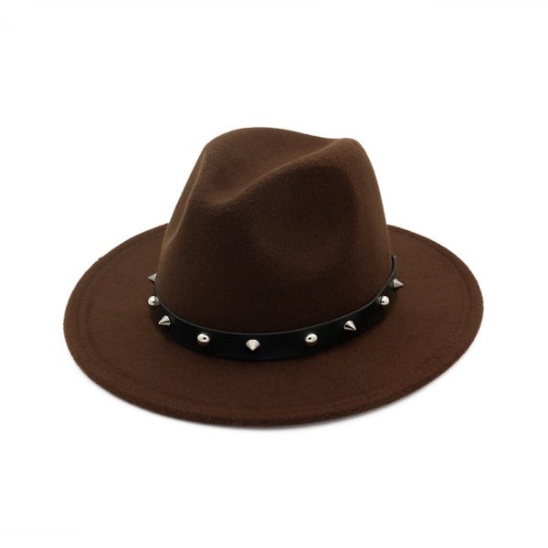 ⁦New Style Rivet Accessories Top Hat For Men and Women Woolen Hats⁩ - الصورة ⁦8⁩