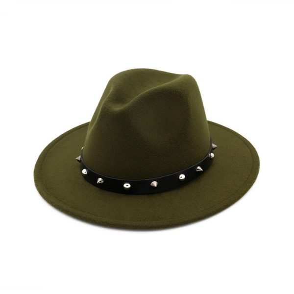 ⁦New Style Rivet Accessories Top Hat For Men and Women Woolen Hats⁩ - الصورة ⁦9⁩