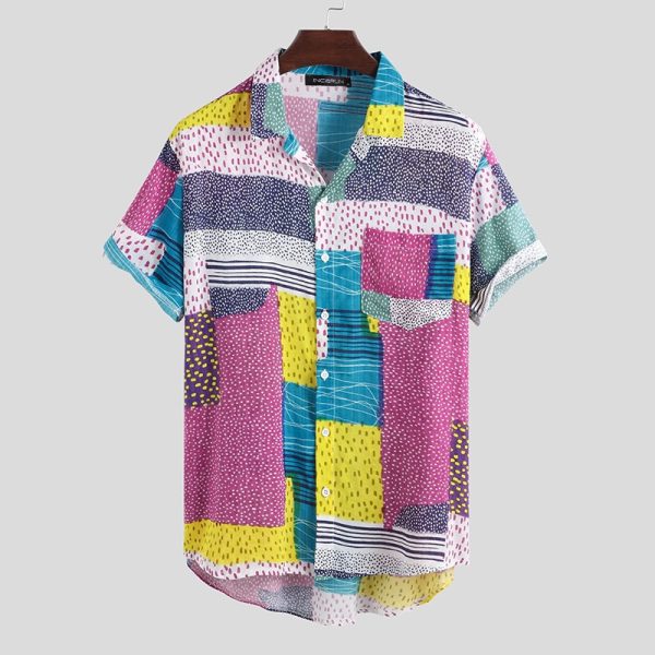 ⁦Novelty Button White New Men Shirts For Stylish Blouse Tops⁩ - الصورة ⁦3⁩