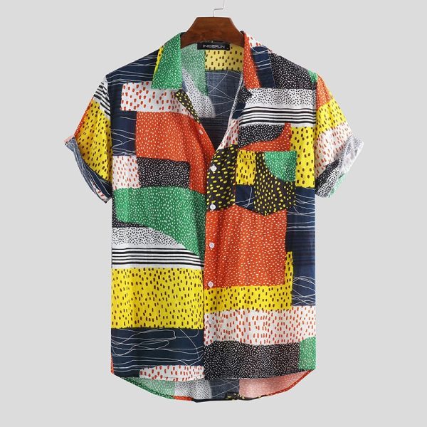 ⁦Novelty Button White New Men Shirts For Stylish Blouse Tops⁩ - الصورة ⁦5⁩