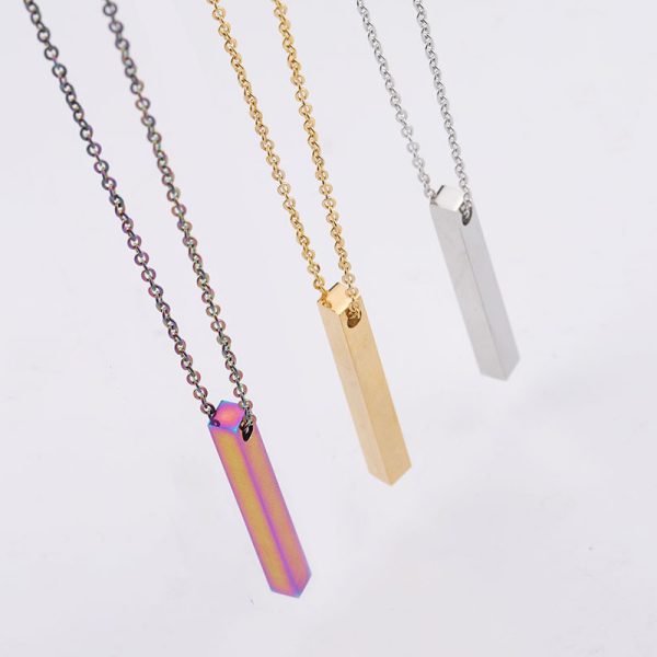 ⁦Fashion Simple Pendant Necklace for Men Women Stainless Steel Geometric Interlocking Chain Choker Male Jewelry Accessories Gifts⁩ - الصورة ⁦4⁩