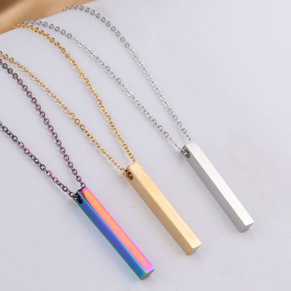 ⁦Fashion Simple Pendant Necklace for Men Women Stainless Steel Geometric Interlocking Chain Choker Male Jewelry Accessories Gifts⁩ - الصورة ⁦5⁩