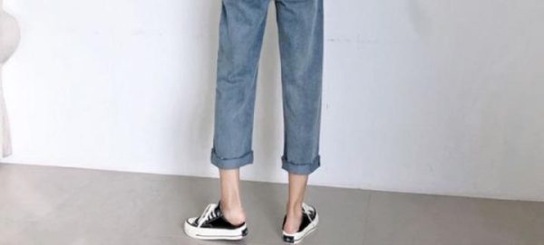 ⁦Autumn Student Pants Loose Straight Leg Suspenders Jeans Female High Waist Slim Suspenders⁩ - الصورة ⁦6⁩