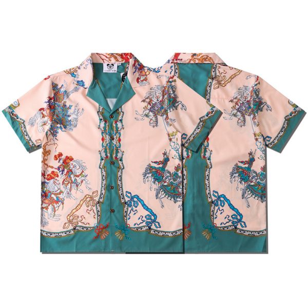 ⁦Casual Printed Short Sleeve Shirt Men Street Hawaii Beach Oversize Women Fashion Harujuku Shirts For Men⁩ - الصورة ⁦3⁩