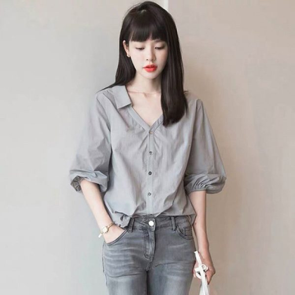 ⁦Design Sense Niche Temperament Tops, Retro Western Style Shirts, Lazy Style Gentle Shirts⁩ - الصورة ⁦4⁩