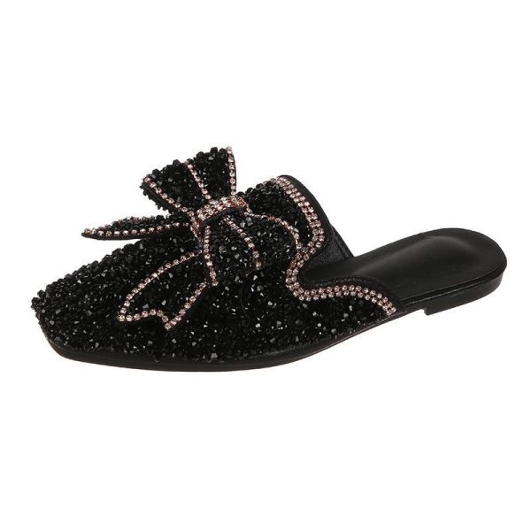 ⁦Womens Flats Shoes Mules Slippers Bling Rhinestone Butterfly⁩ - الصورة ⁦5⁩