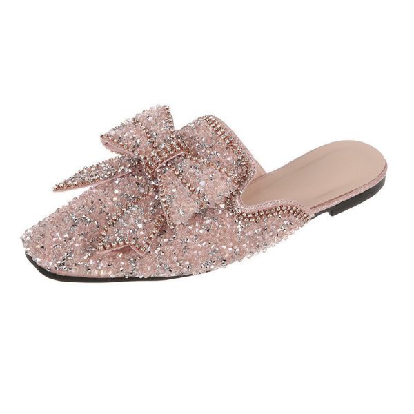 ⁦Womens Flats Shoes Mules Slippers Bling Rhinestone Butterfly⁩ - الصورة ⁦6⁩