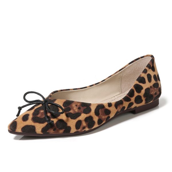⁦Women flats Shoes Leopard Pattern Slip On ballerina Pointed Toe Suede⁩ - الصورة ⁦3⁩