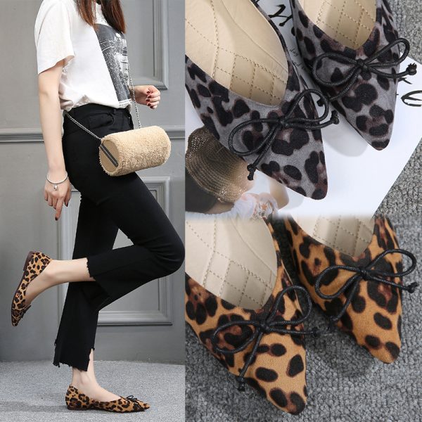 ⁦Women flats Shoes Leopard Pattern Slip On ballerina Pointed Toe Suede⁩ - الصورة ⁦6⁩