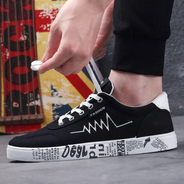 ⁦Men's canvas shoes sports casual men's shoes flat shoes men⁩ - الصورة ⁦9⁩