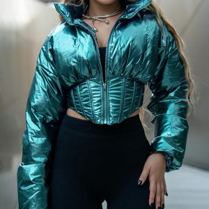Warm-keeping Cotton Clothing Cool Locomotive Style Waist Shaping Irregular Zipper And Lapel