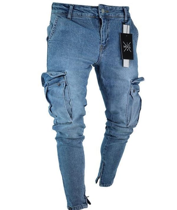 ⁦Cargo Hole Denim Jeans Men⁩ - الصورة ⁦4⁩