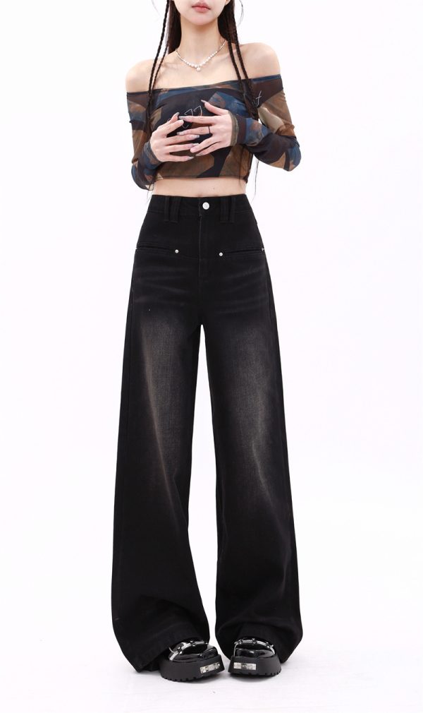 ⁦Retro Washed Straight Jeans For Women⁩ - الصورة ⁦7⁩