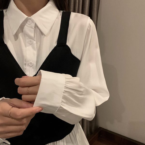 ⁦Vest stitching fake two shirts⁩ - الصورة ⁦3⁩