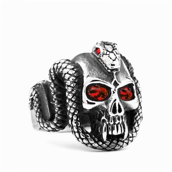 ⁦Explosive Accessories Eyes King Snake Demon Eyes Vampire Skull Ring Men⁩ - الصورة ⁦5⁩