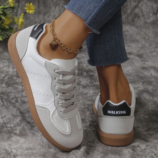 ⁦New Colorblock Lace-up Flats Shoes Fashion Breathable Hollow Slip On Casual Shoes For Women⁩ - الصورة ⁦8⁩