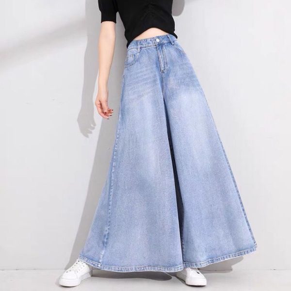 ⁦Drop Wide Leg Jeans Skirt Women⁩ - الصورة ⁦3⁩