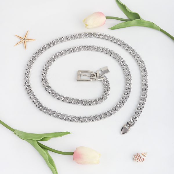⁦New Hip Hop Fashion For Men And Women Metal Waist Chain Padlock Pendant Versatile Jeans Skirt Accessories Thick Chain⁩ - الصورة ⁦6⁩