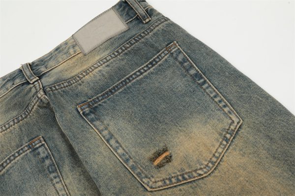 ⁦Fashion American Washed Yellow Jeans Men⁩ - الصورة ⁦9⁩