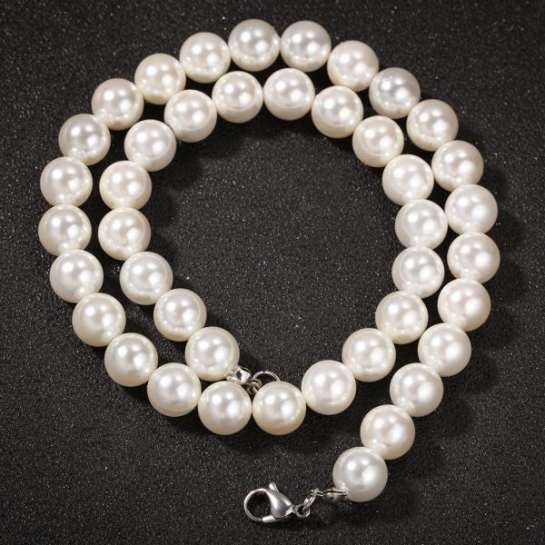 ⁦Simple Cross 8-10mm Pearl Necklace Trendy Accessories For Men And Women⁩ - الصورة ⁦4⁩