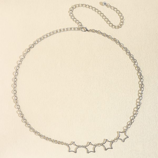⁦Simple Fashion Men And Women Star Metal Waist Chain Sexy Cutout Five-pointed Star Body Chain Jeans Dress Accessories⁩ - الصورة ⁦3⁩