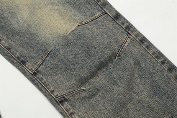 ⁦Washed Yellow Worn Jeans Men⁩ - الصورة ⁦9⁩