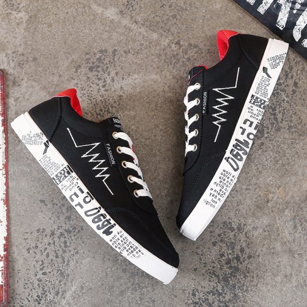 ⁦Men's canvas shoes sports casual men's shoes flat shoes men⁩ - الصورة ⁦2⁩