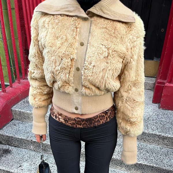 ⁦European And American Street Style Short Furry Coat⁩ - الصورة ⁦3⁩
