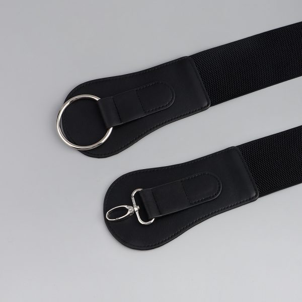 ⁦New Autumn Winter PU Elastic Belt For Women Simple Matching Coffee Color Black Decorative Waist Cover Coat Fashion Elegant Accessories⁩ - الصورة ⁦10⁩
