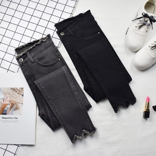 ⁦High-rise jeans female nine-point trousers⁩ - الصورة ⁦2⁩