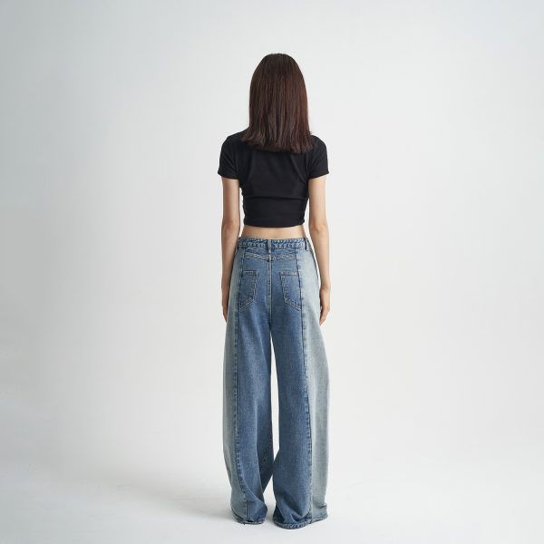 ⁦Washed Blue Jeans Loose Stitching Women⁩ - الصورة ⁦4⁩