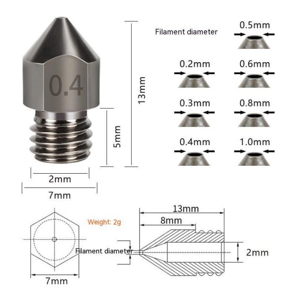 ⁦3D Printer Accessories MK8 Nozzle⁩ - الصورة ⁦4⁩