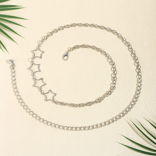 ⁦Simple Fashion Men And Women Star Metal Waist Chain Sexy Cutout Five-pointed Star Body Chain Jeans Dress Accessories⁩ - الصورة ⁦7⁩