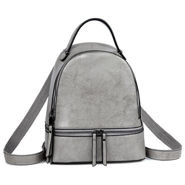 ⁦Fashion Temperament Gentle Leather Backpack Fashion Oil Wax Cowhide⁩ - الصورة ⁦5⁩